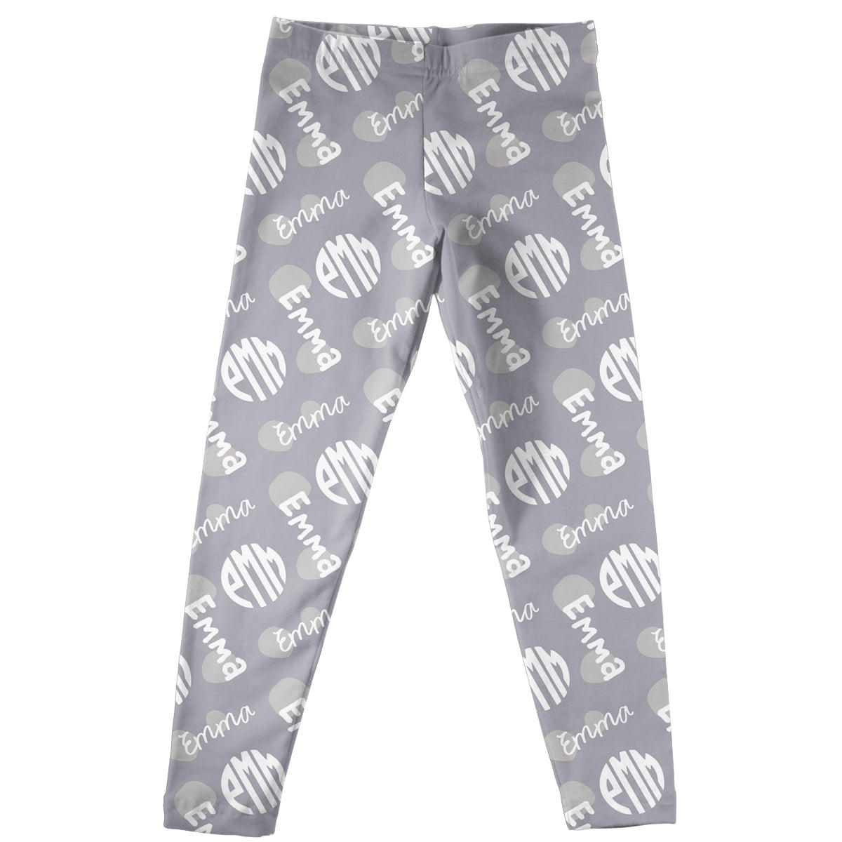 Girls white and grey leggings with name and monogram - Wimziy&Co.