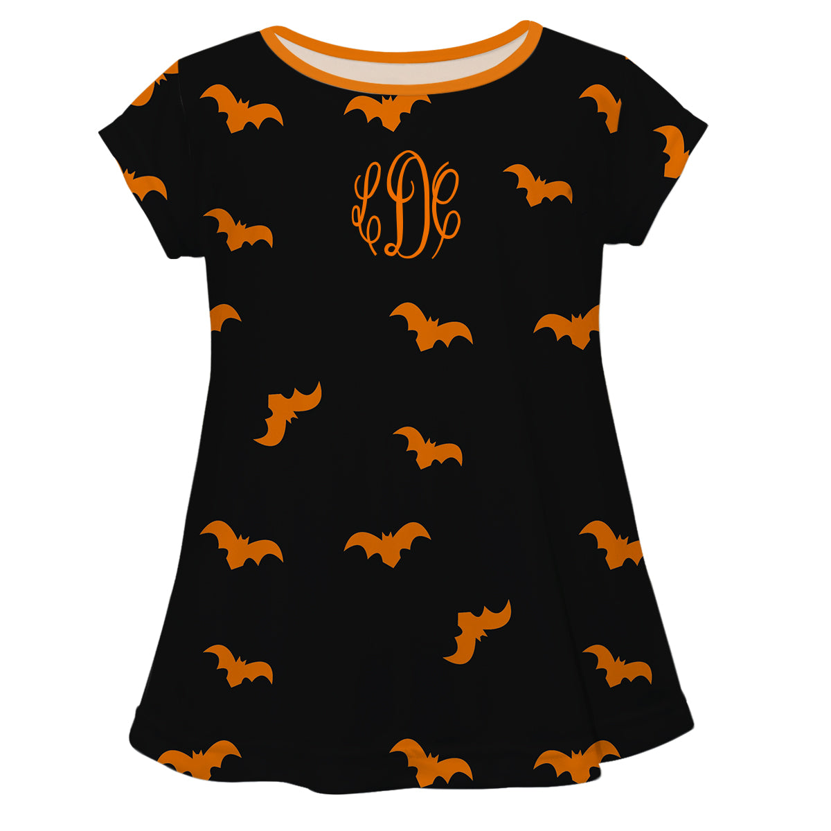 Girls black and orange bats blouse with monogram - Wimziy&Co.