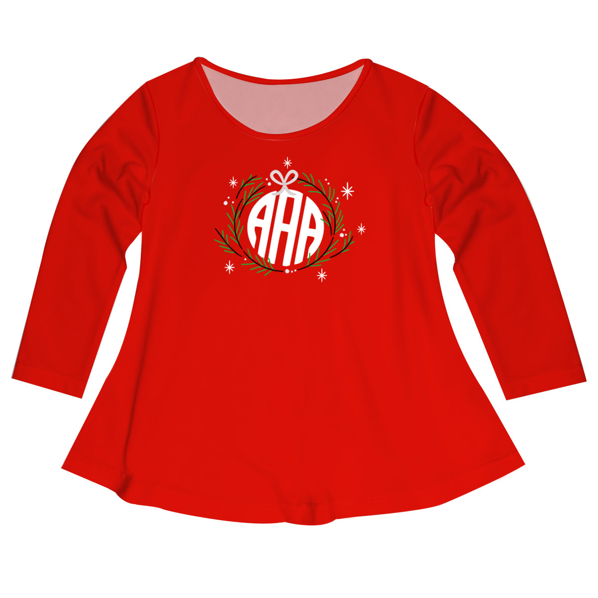 Girls red and white candy canes blouse with monogram - Wimziy&Co.