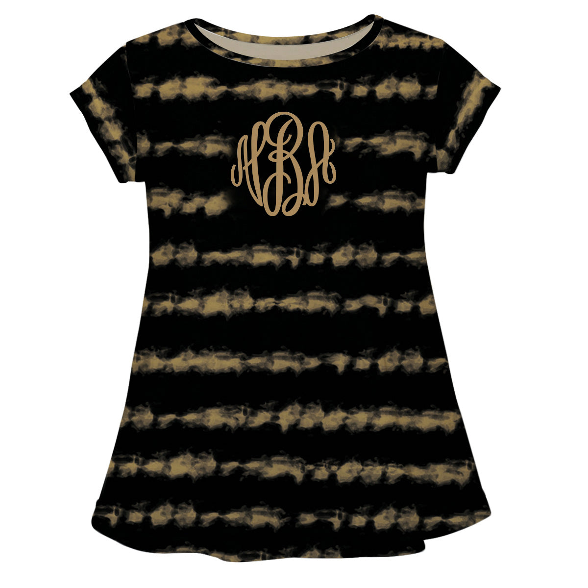 Girls black and gold tie dye blouse with monogram - Wimziy&Co.