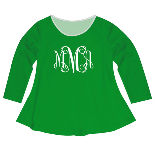 Girls green and white blouse with monogram - Wimziy&Co.
