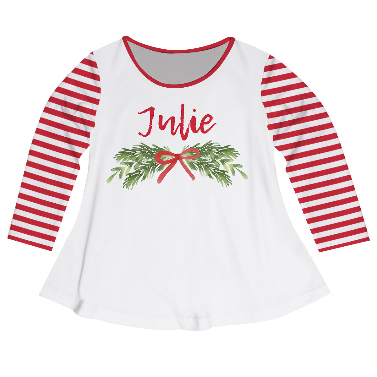 Girls white and red christmas blouse with name - Wimziy&Co.