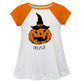 Girls white and orange jack o lantern blouse with name - Wimziy&Co.