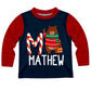 Boys blue and red christmas bear tee shirt with name and inital - Wimziy&Co.