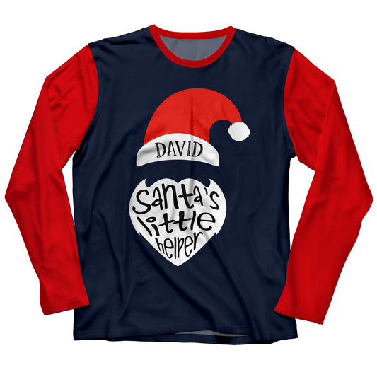 Boys red and blue Santa tee shirt with name - Wimziy&Co.