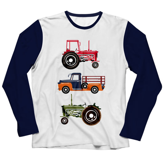 Boys white and blue trucks tee shirt with name - Wimziy&Co.