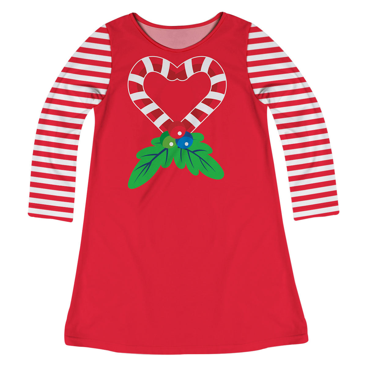 Girls red and green candy canes dress with monogram - Wimziy&Co.