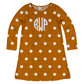 Girls brown and white polka dots dress with monogram - Wimziy&Co.