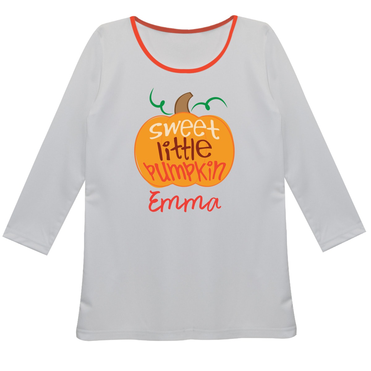 Girls white and orange pumpkins blouse with name - Wimziy&Co.