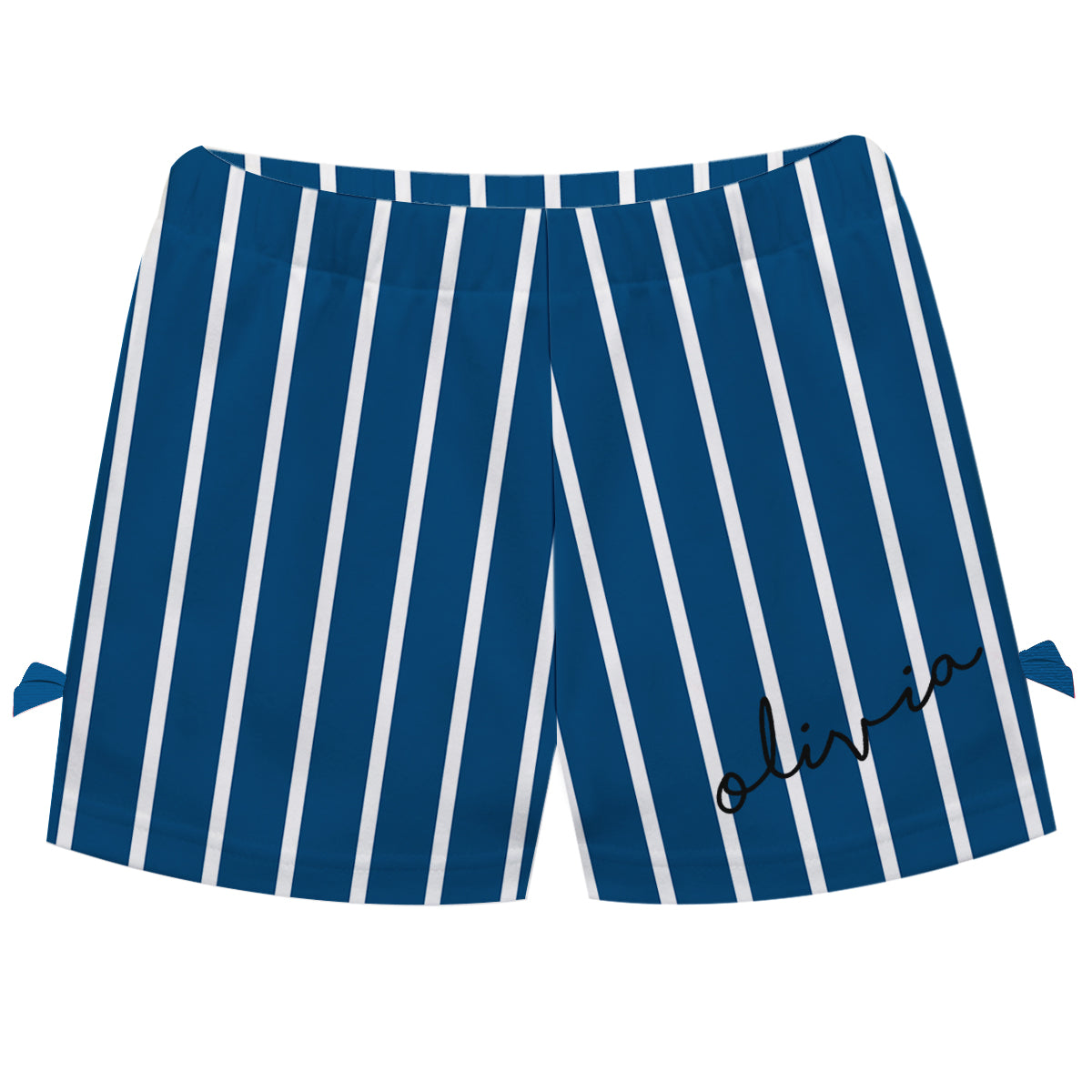 Girls blue and white striped short with name - Wimziy&Co.