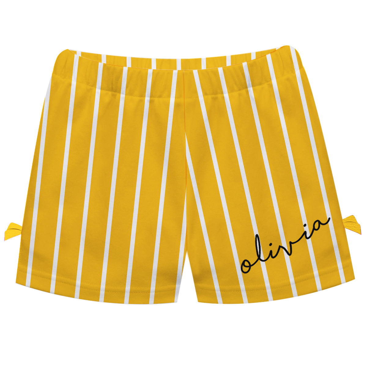 Girls yellow and white striped short with name - Wimziy&Co.
