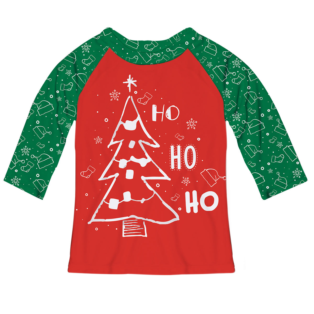 Girls red and green christmas tree blouse - Wimziy&Co.