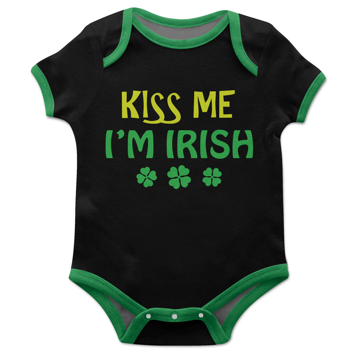 Kiss Me I am Irish Black Short Sleeve Onesie - Wimziy&Co.