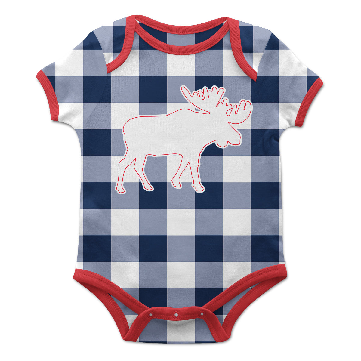 Boys blue and white moose short sleeve onesie - Wimziy&Co.