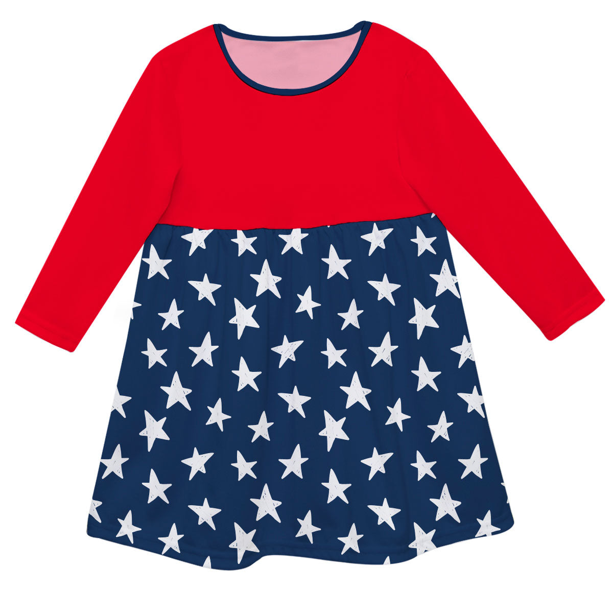 Americana Name Red And Navy Long Sleeve Epic Dress - Wimziy&Co.