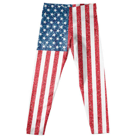 Americana USA Flag Blue Red and White Leggings - Wimziy&Co.