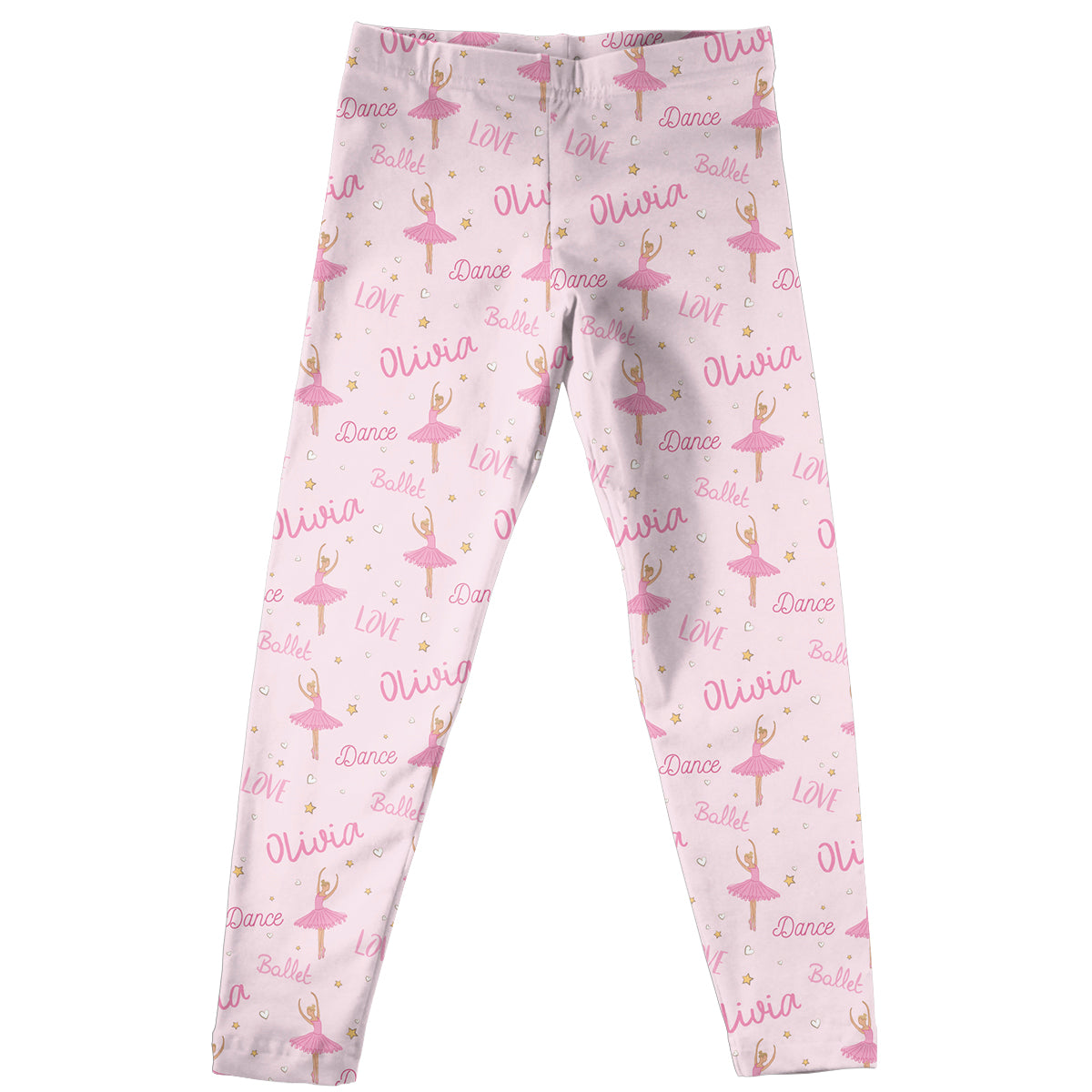 Ballerina and Name Print Pink Leggings - Wimziy&Co.
