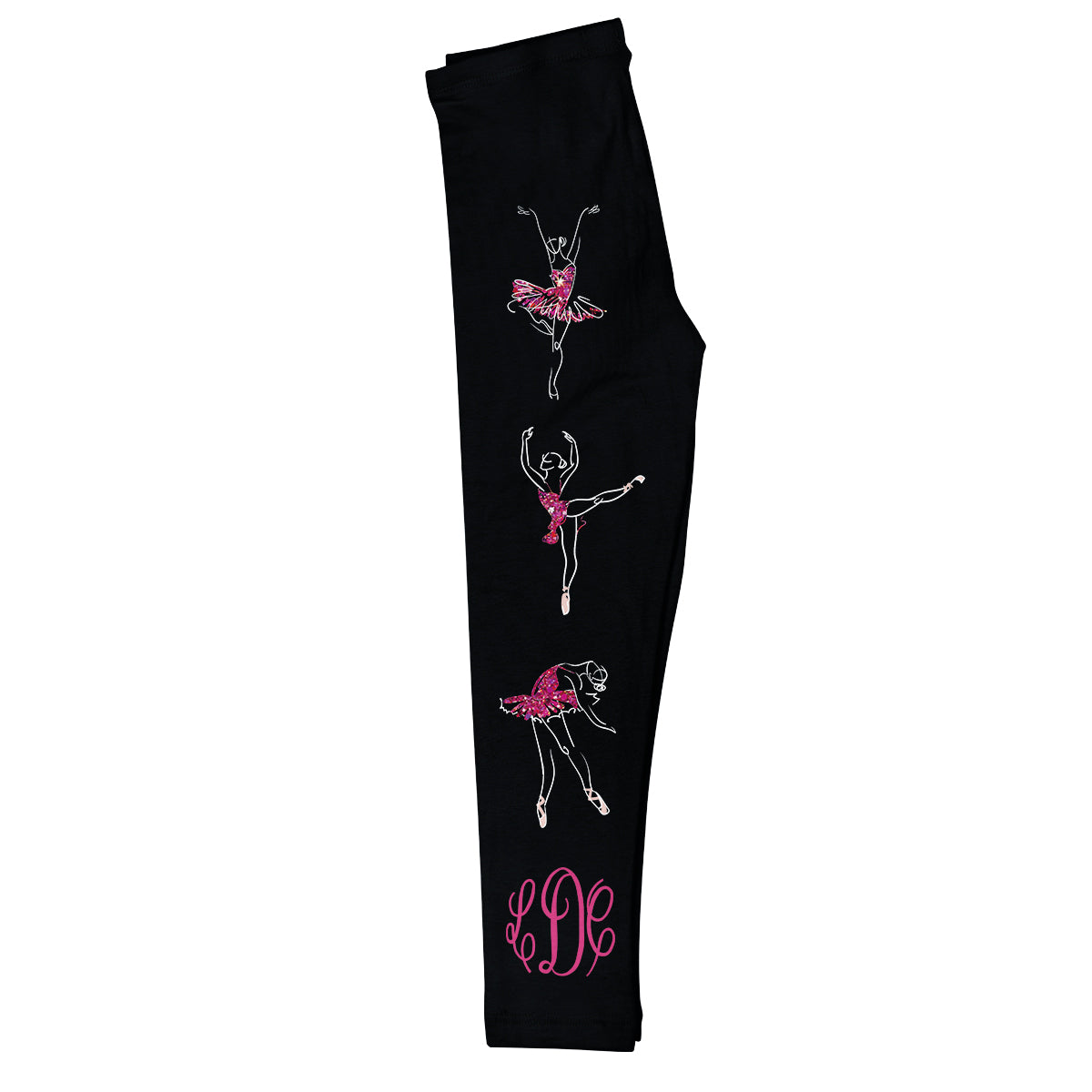 Black and pink ballerinas girls leggings with monogram - Wimziy&Co.