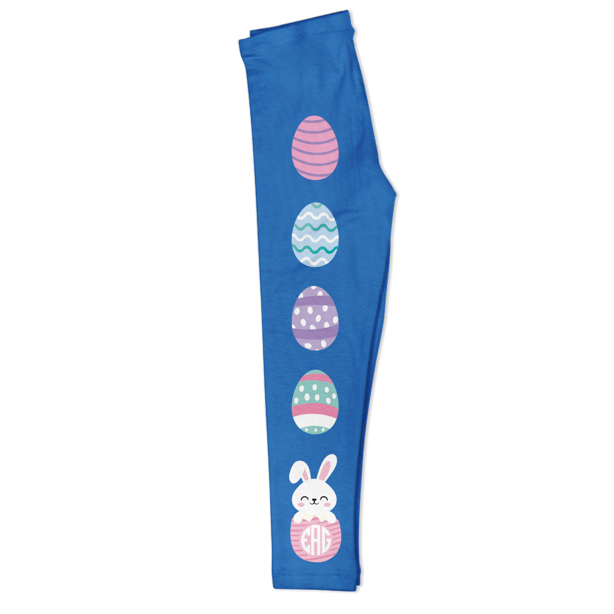 Bunny And Easter Eggs Monogram Royal Leggings - Wimziy&Co.