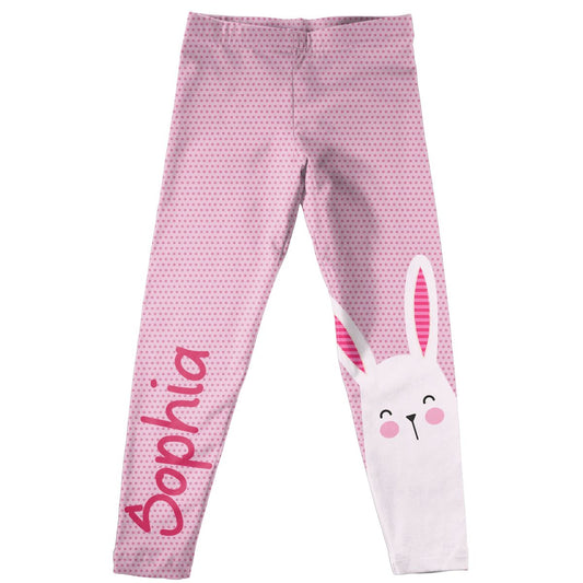 Bunny Name Pink Polka Dots Leggings - Wimziy&Co.