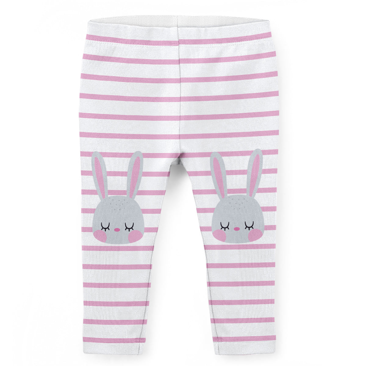Bunnies White and Pink Stripes Leggings - Wimziy&Co.