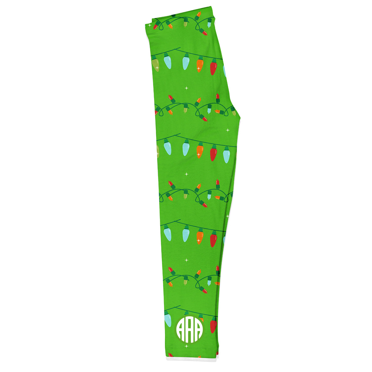 Christmas lights girls green leggings with monogram - Wimziy&Co.