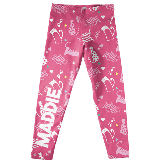 Cats Print Name Pink Leggings - Wimziy&Co.