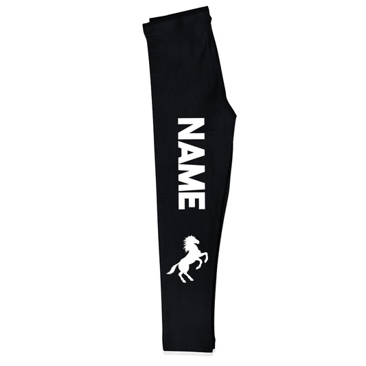Black and white horse girls leggings with name - Wimziy&Co.