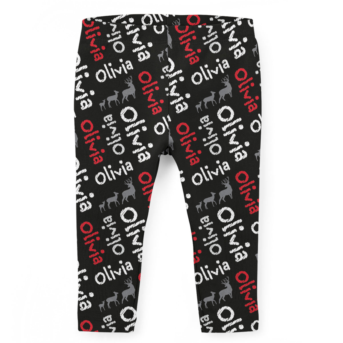 Girls black and red deer leggings with name - Wimziy&Co.
