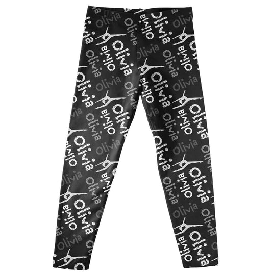 Black and white dance girls leggings with name - Wimziy&Co.