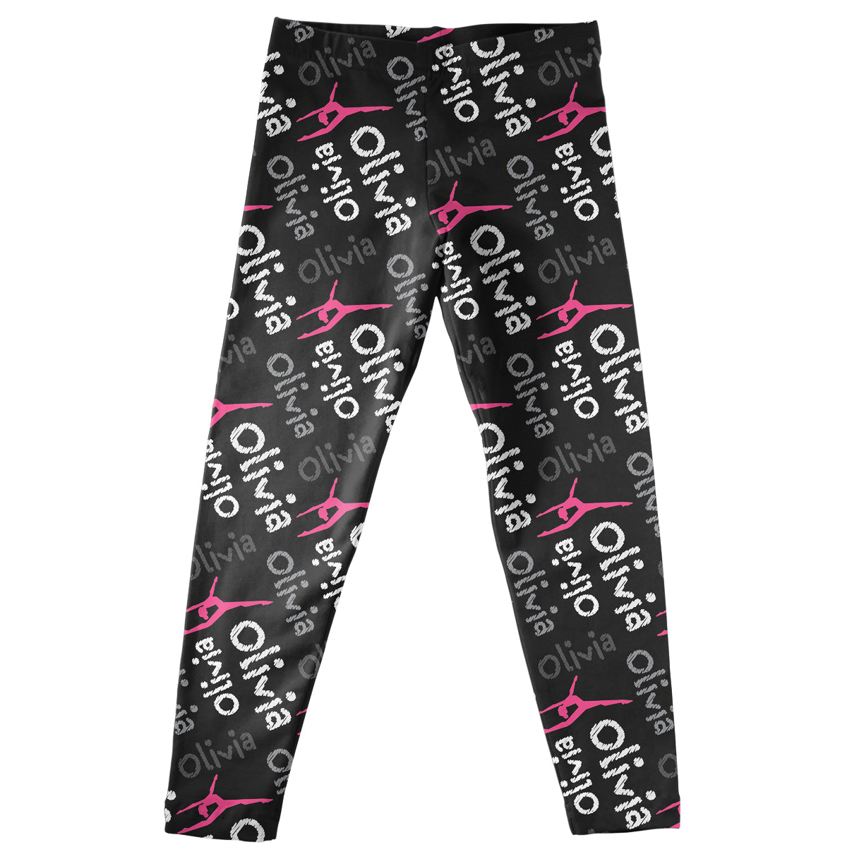 Black and pink dance girls leggings with name - Wimziy&Co.