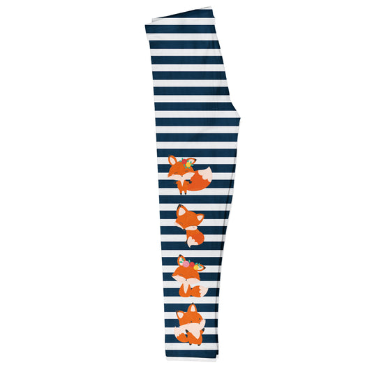 Foxes Navy and White Stripes Leggings - Wimziy&Co.