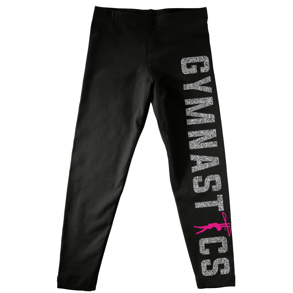 Black and pink gymnast silhouetter girls leggings - Wimziy&Co.