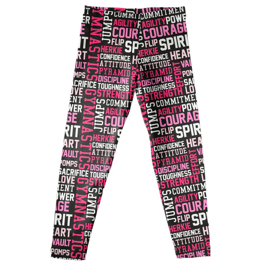 Balck and pink gymnast spirit girls leggings - Wimziy&Co.