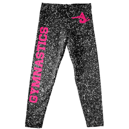 Black glitter and purple gymnastics girls leggings - Wimziy&Co.