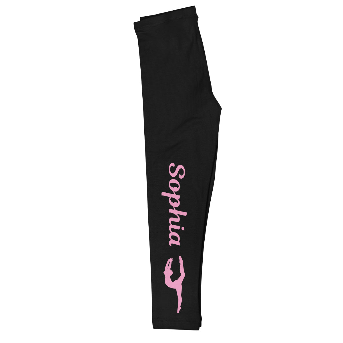 Black and pink dancer silhouette girls leggings with name - Wimziy&Co.