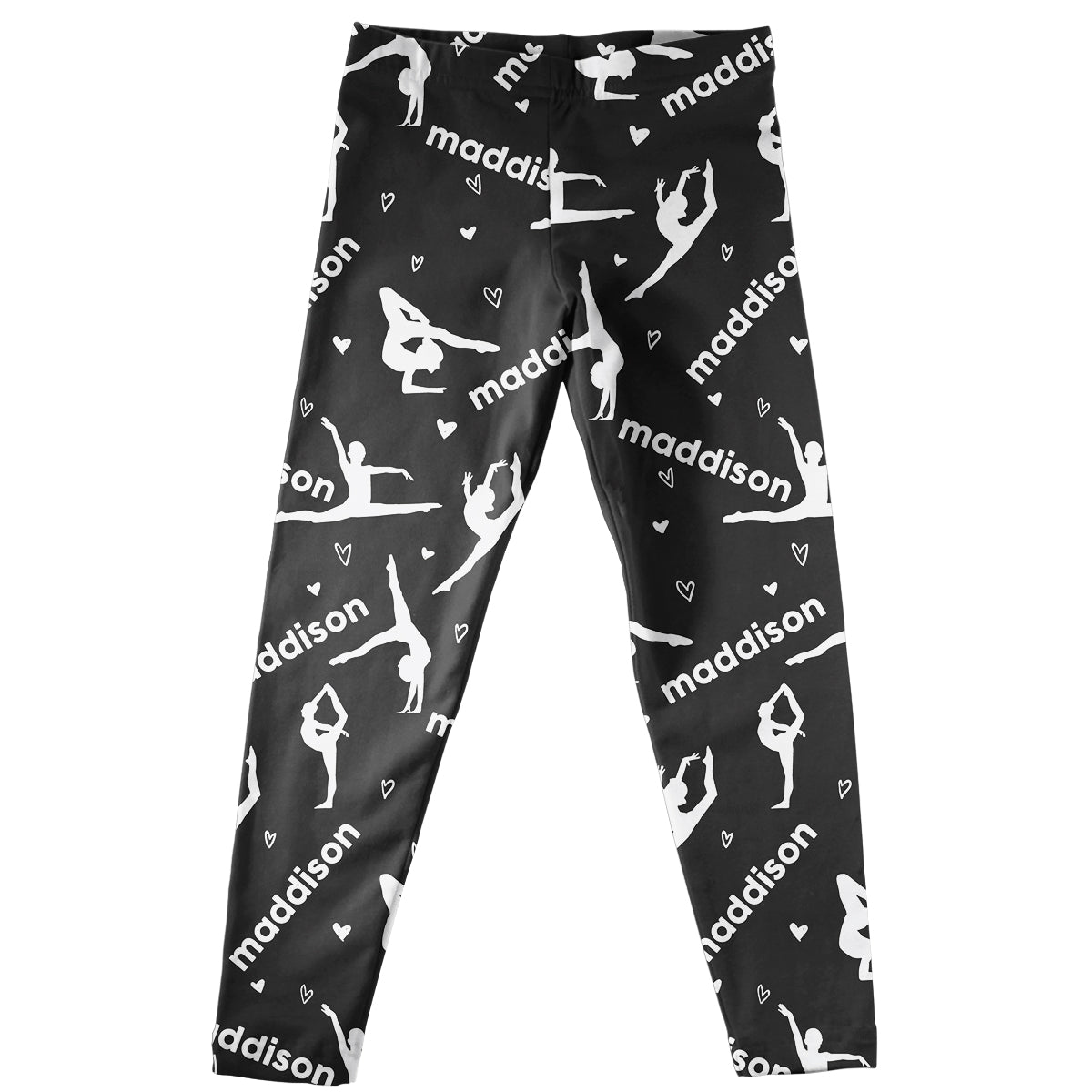 Black and white gymnasts girls leggings with name - Wimziy&Co.