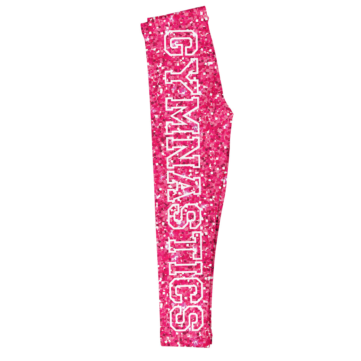 Hot pink glitter and white gymnastics girls leggings - Wimziy&Co.