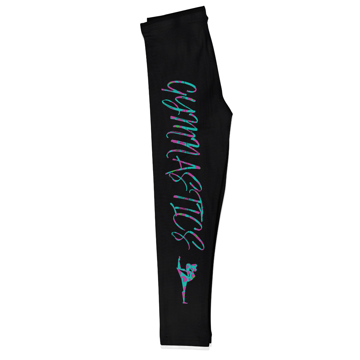 Black and aqua gymnastics girls leggings - Wimziy&Co.