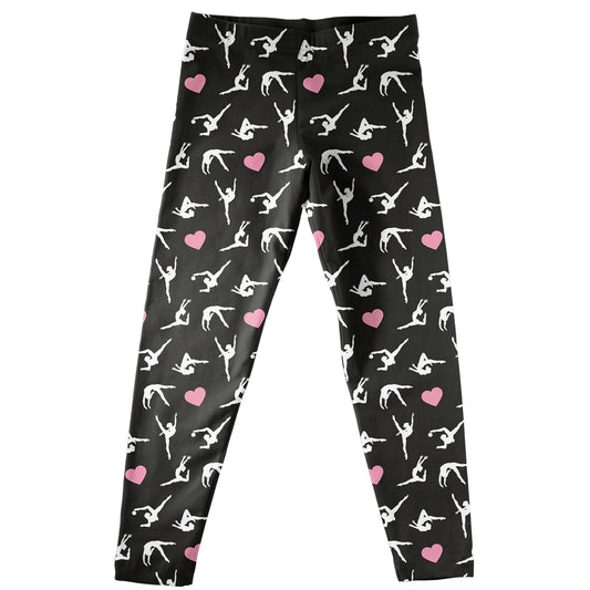 Black and pink hearts gymnastics girls leggings - Wimziy&Co.