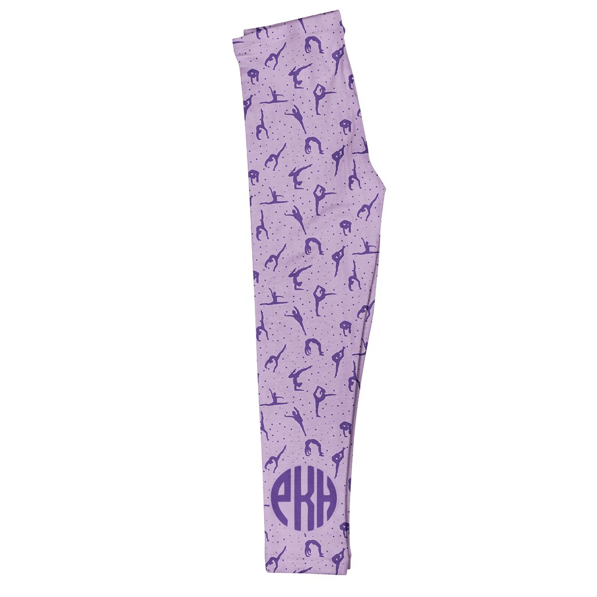 Gymnast Print Monogram Purple Leggings - Wimziy&Co.