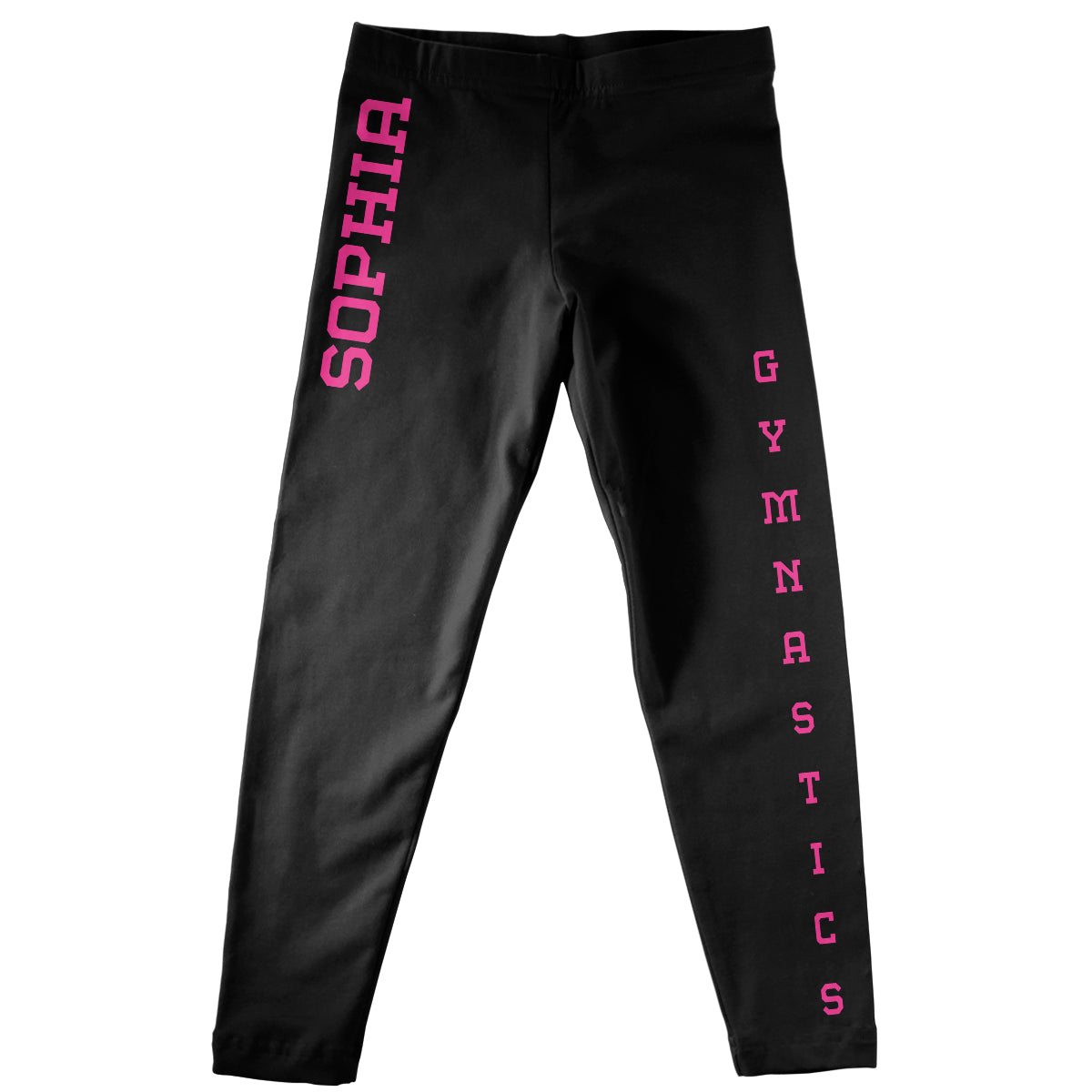 Black and pink gymnastics girls leggings with name - Wimziy&Co.