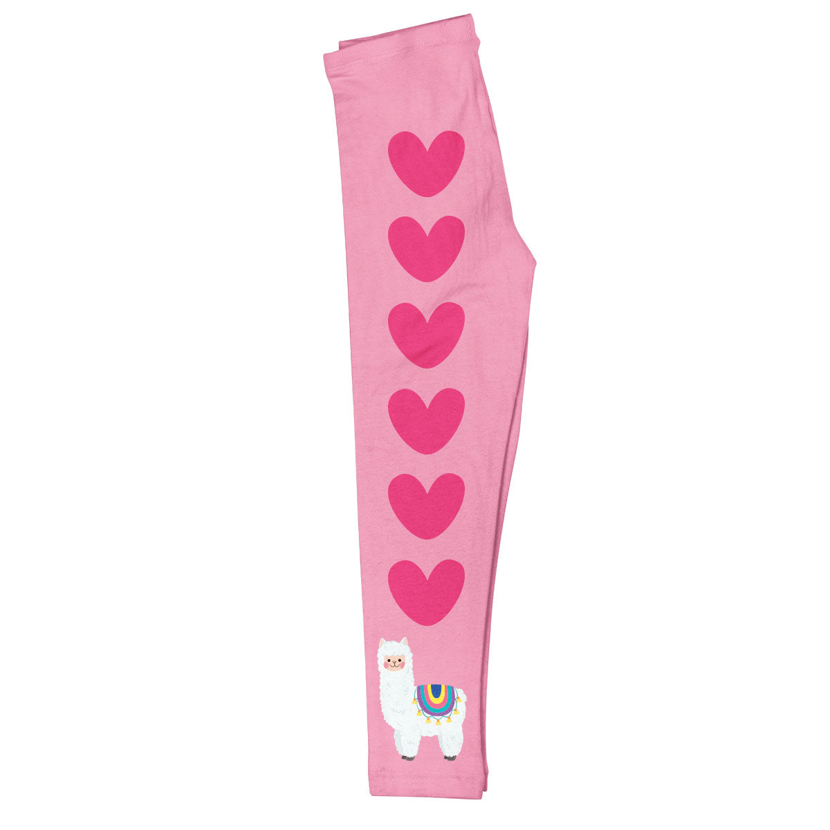 Pink and hot pink hearts with llama girls leggings - Wimziy&Co.