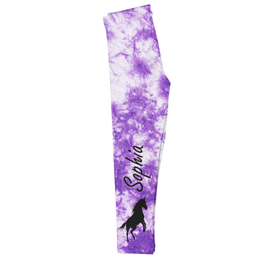 Horse Name White And Purple Leggings - Wimziy&Co.