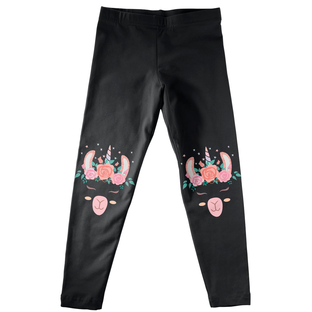 Black and floral llamacorn girls leggings - Wimziy&Co.