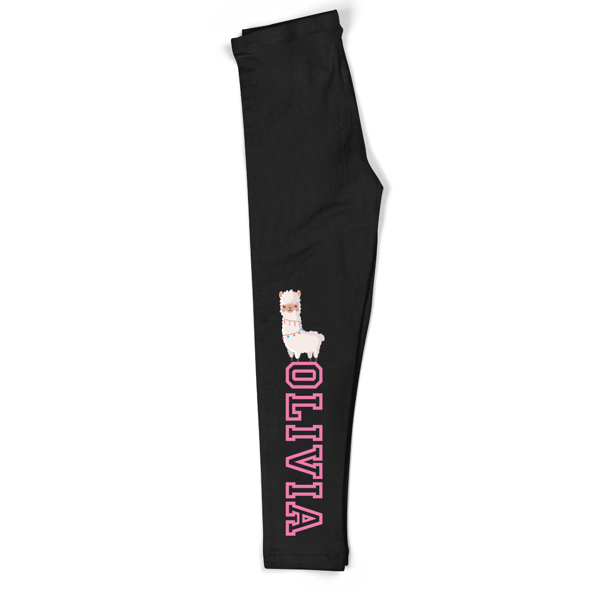 Black and pink llama girls leggings with name - Wimziy&Co.