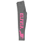 Black and white check with pink llama girls leggings with name - Wimziy&Co.