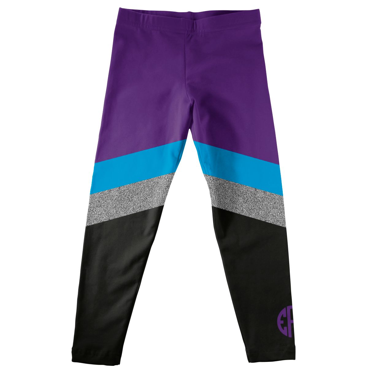 Monogram Purple Agua And Black Stripes Leggings - Wimziy&Co.