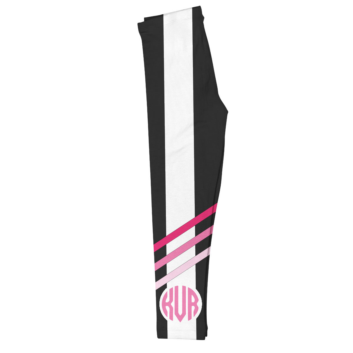 Monogram White Stripe Black Leggings - Wimziy&Co.