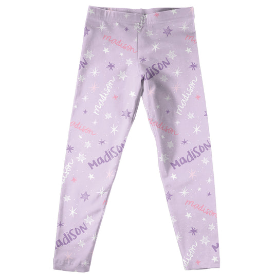 Stars And Name Print Lilac Leggings - Wimziy&Co.